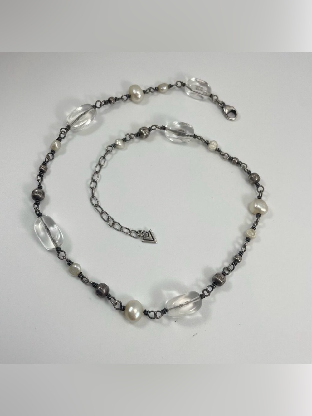 Silpada 925 Sterling Silver Freshwater Pearl & Crystal Bead Necklace Chain